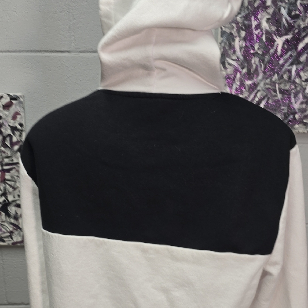 Michael Kors Black and White Colorblock Hooded Sweatshirt - Picture 8 of 11